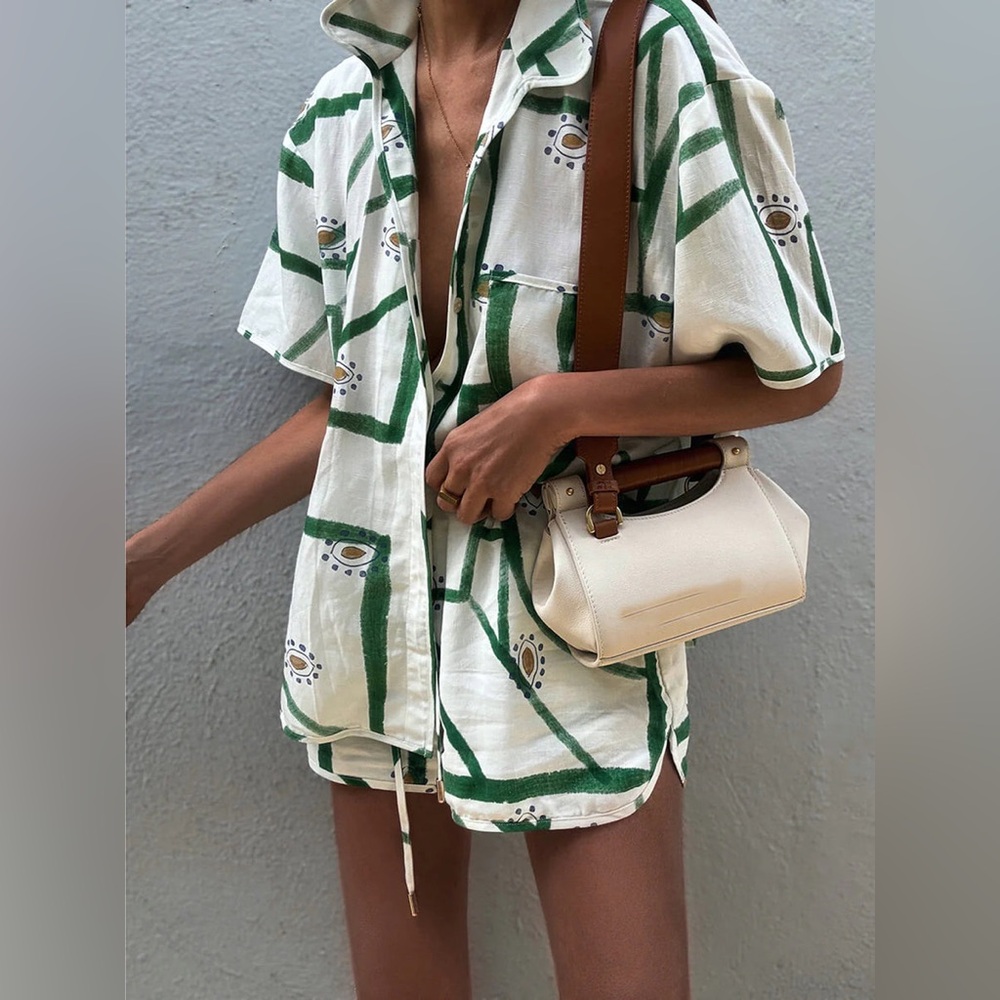 Commense print drawstring short set - Picture 3 of 9